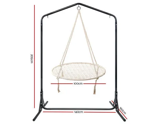 100cm Beige Nest Swing with Double Hammock Chair Stand