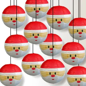 12 PACK | 14" Santa Claus Christmas Holiday Paper Lantern