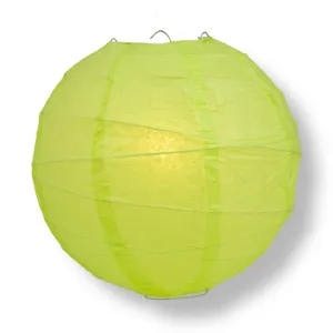 12" Light Lime Green Round Paper Lantern, Crisscross Ribbing, Chinese Hanging Wedding & Party Decoration