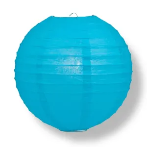 12" Turquoise Round Paper Lantern, Even Ribbing, Chinese Hanging Wedding & Party Decoration