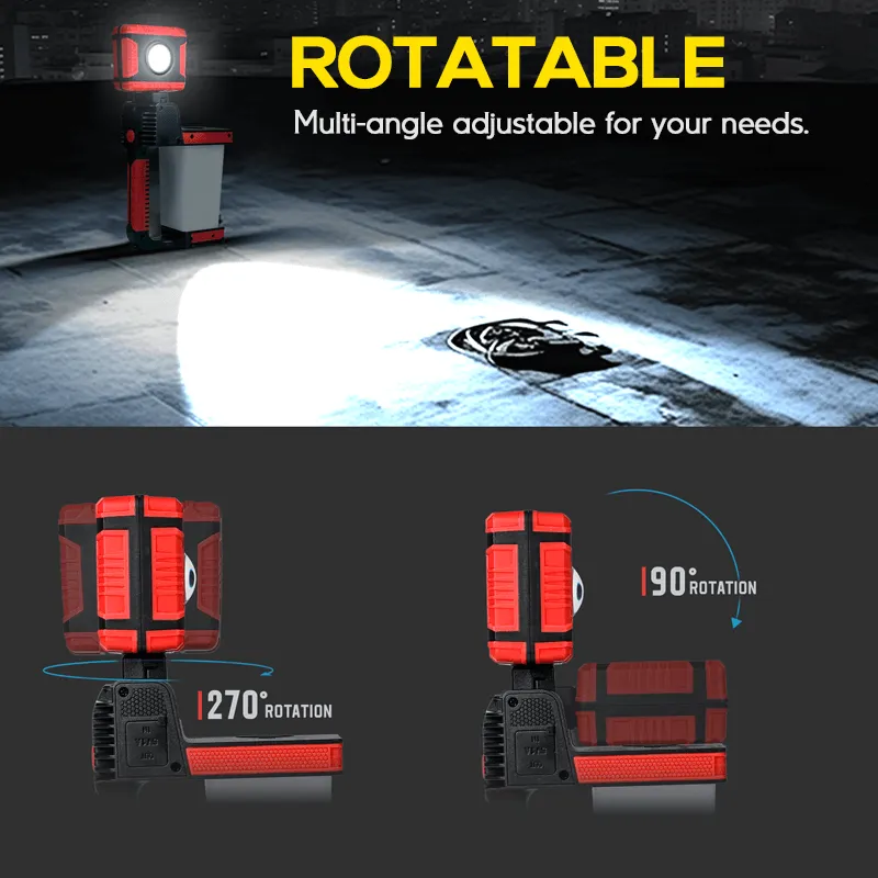 2000 Lumens 270° Rotatable Handheld Rechargeable Spotlight