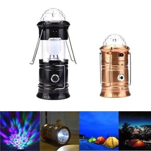 6W 3 in 1 RGB LED Crystal Magic Ball Stage Light Portable Rechargeable Camping Lantern Outdoor