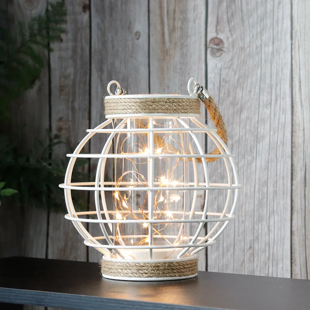 7.3" H Metal Cage LED Lantern Battery Powered Lamp