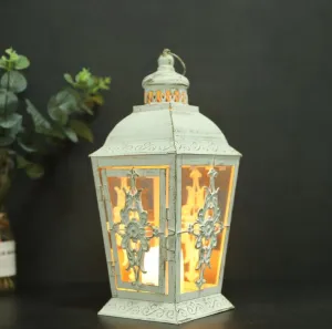 Decorative Candle lantern (White With Gold Brush)  354pcs