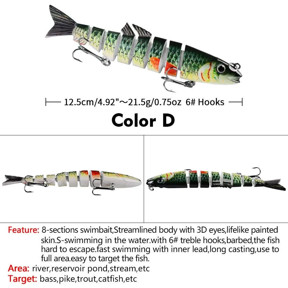 DHYJSFDC Fishing Wobbler Lifelike 8 Segment Swimbait Crankbait Hard Bait Slow 12.5cm 21.5g Isca Artificial Lures Fishing Tackle