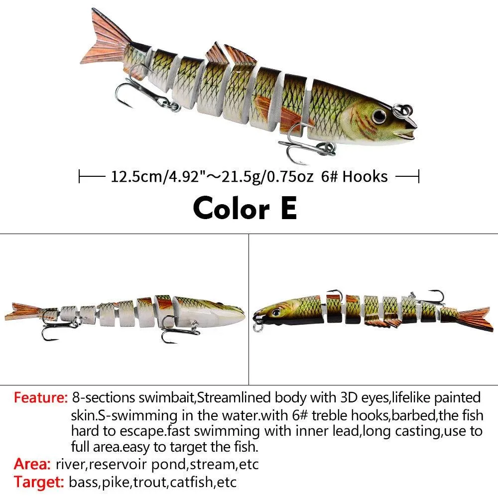 DHYJSFDC Fishing Wobbler Lifelike 8 Segment Swimbait Crankbait Hard Bait Slow 12.5cm 21.5g Isca Artificial Lures Fishing Tackle