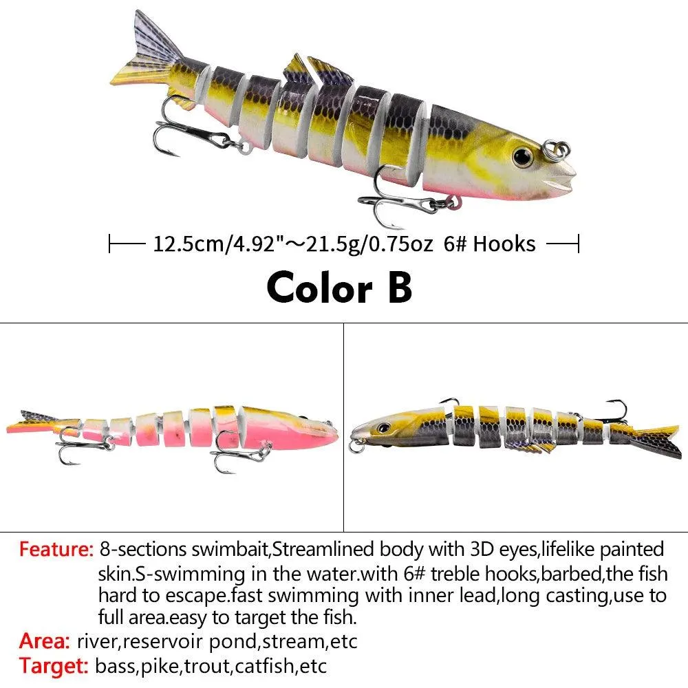 DHYJSFDC Fishing Wobbler Lifelike 8 Segment Swimbait Crankbait Hard Bait Slow 12.5cm 21.5g Isca Artificial Lures Fishing Tackle