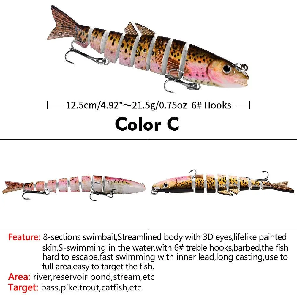 DHYJSFDC Fishing Wobbler Lifelike 8 Segment Swimbait Crankbait Hard Bait Slow 12.5cm 21.5g Isca Artificial Lures Fishing Tackle