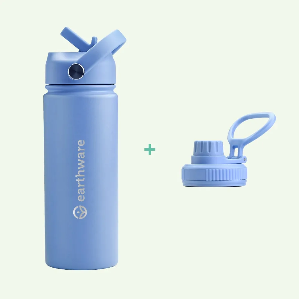 Earthware Earth Bottle Premium Insulated Water Bottle with 2 x Caps (550ml)