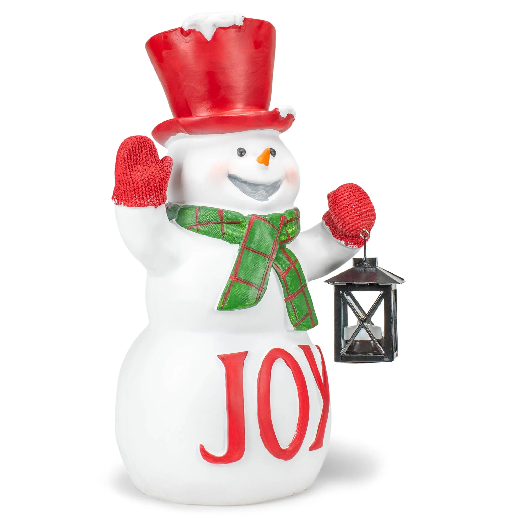 Elanze Designs Joy Snowman 17 inch Resin LED Christmas Door Greeter Figurine