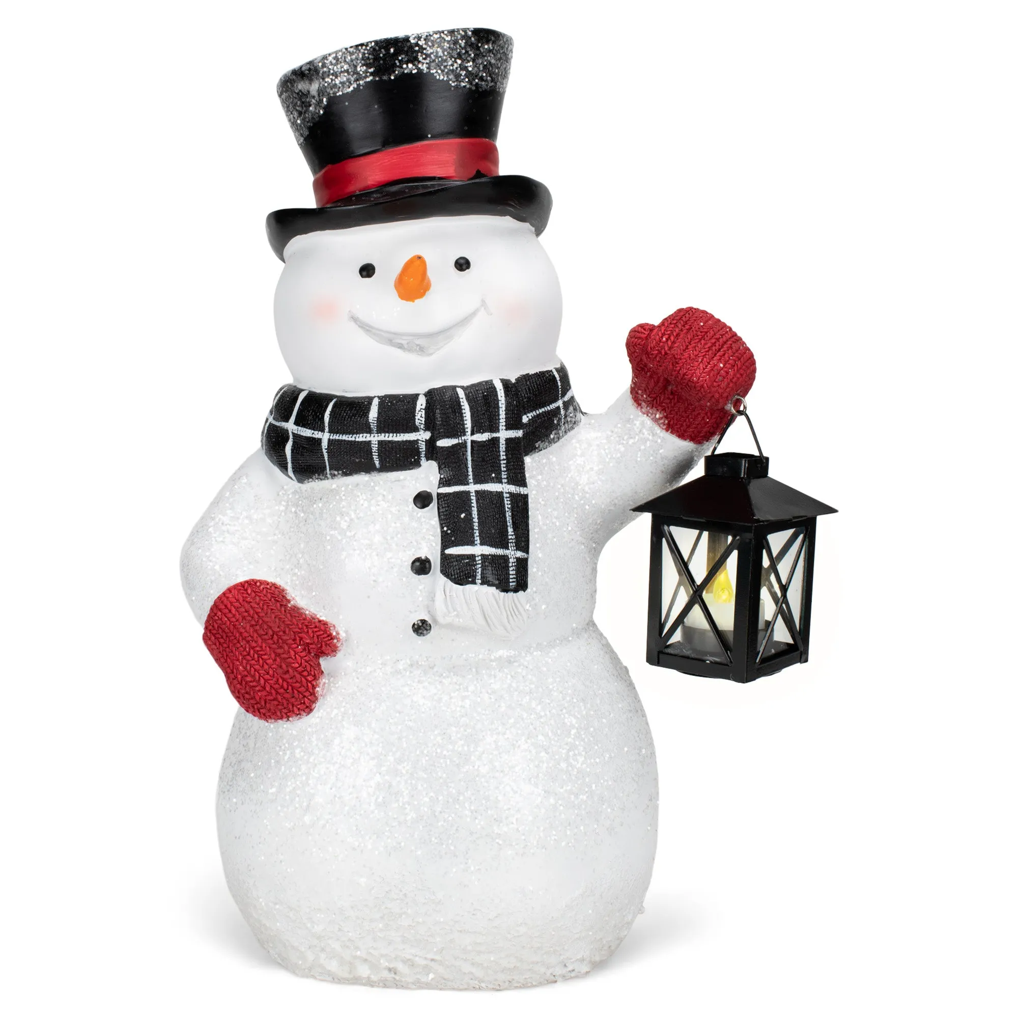 Elanze Designs Top Hat Snowman 17 inch Resin LED Christmas Door Greeter Figurine