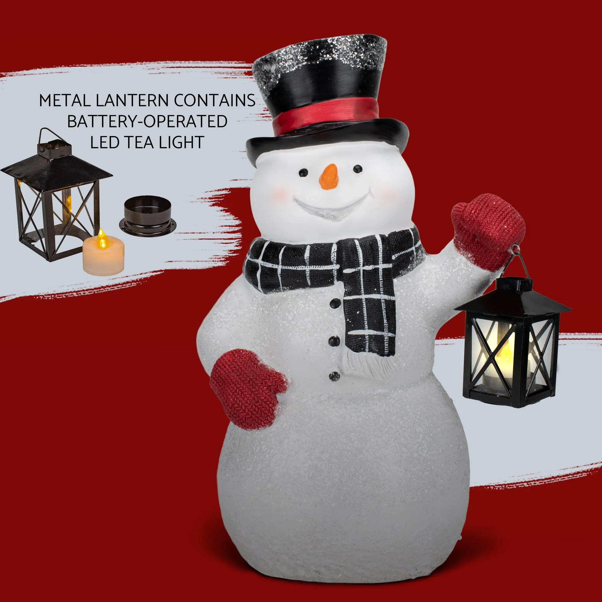 Elanze Designs Top Hat Snowman 17 inch Resin LED Christmas Door Greeter Figurine