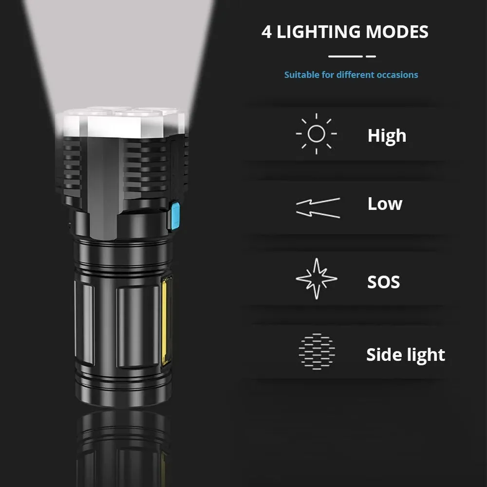 High Powered Handheld LED USB Rechargeable Flashlight.