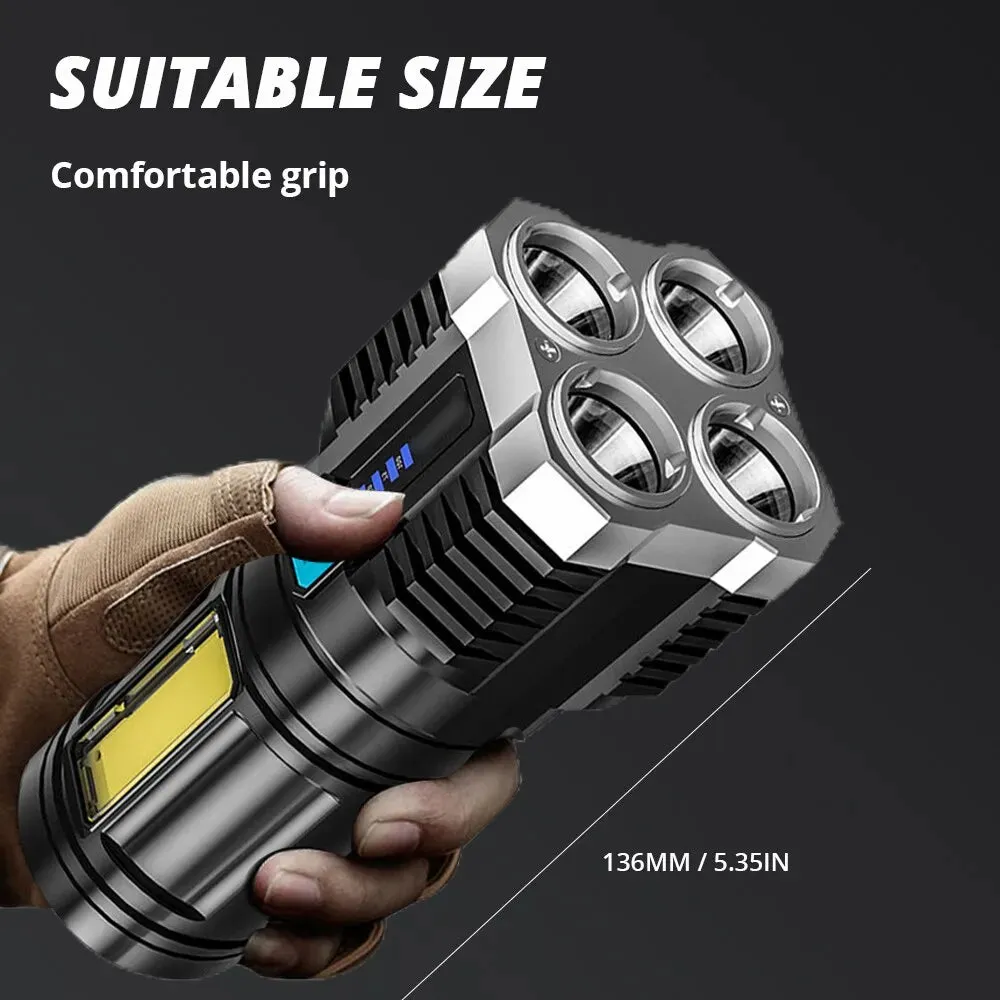 High Powered Handheld LED USB Rechargeable Flashlight.