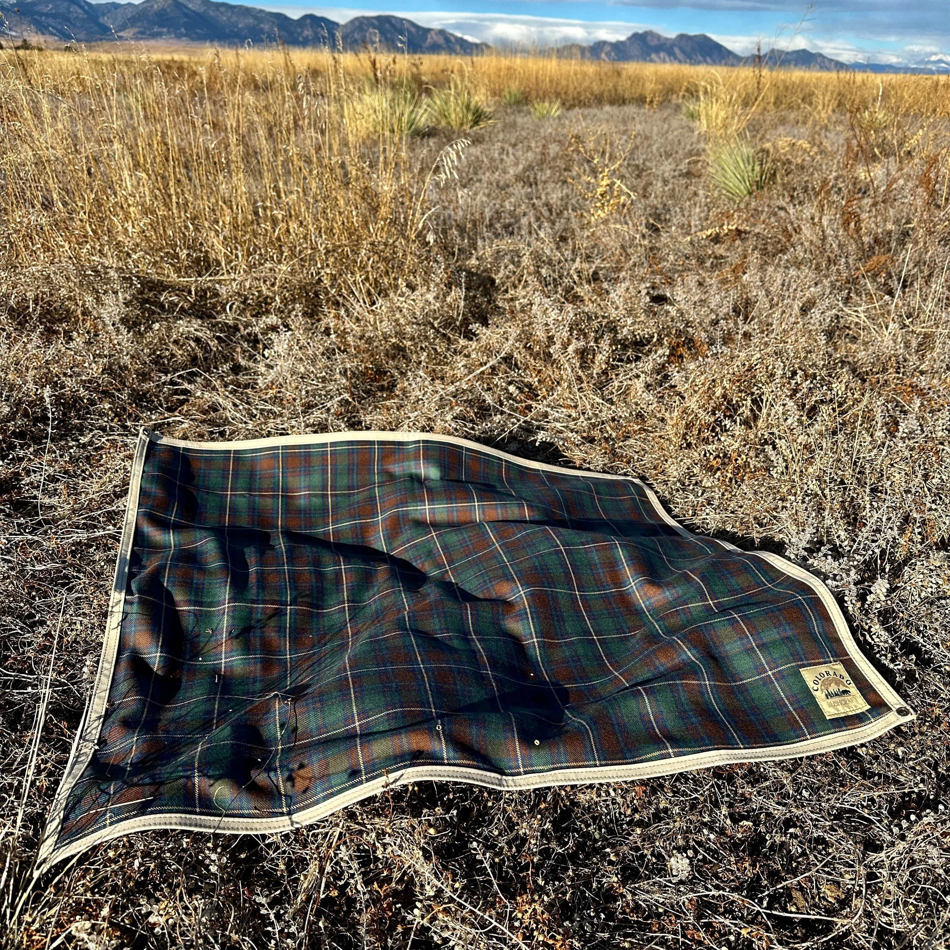 Medium Waxed Canvas and 100% Tartan Wool Lined Bushcraft Ground Cloth