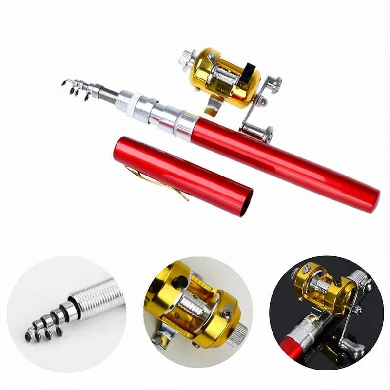 Mini Portable Pocket Pen Fishing Rod and Reel Stealth Angel Survival