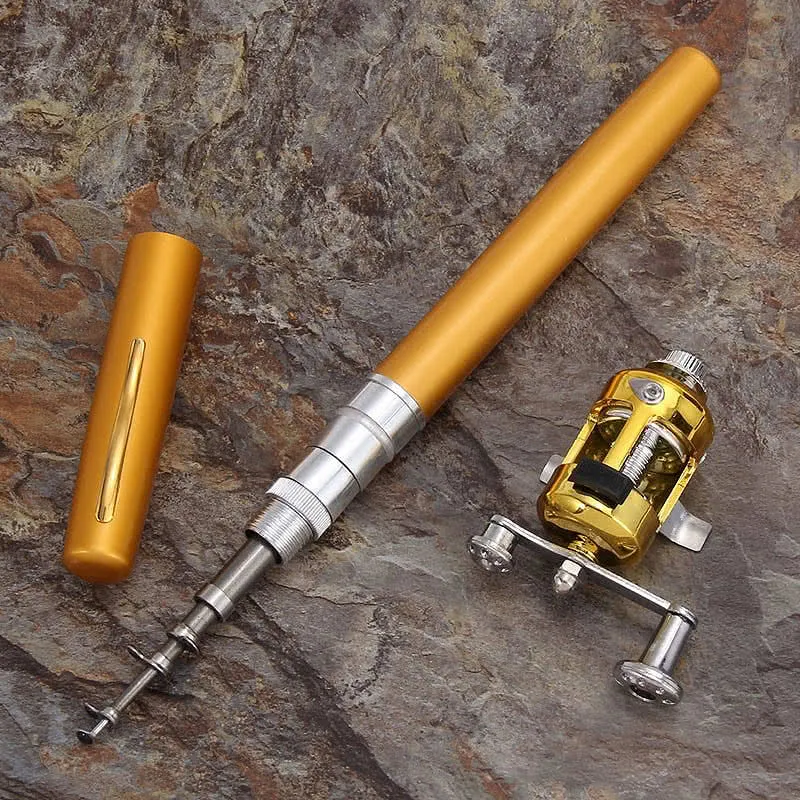 Mini Portable Pocket Pen Fishing Rod and Reel Stealth Angel Survival