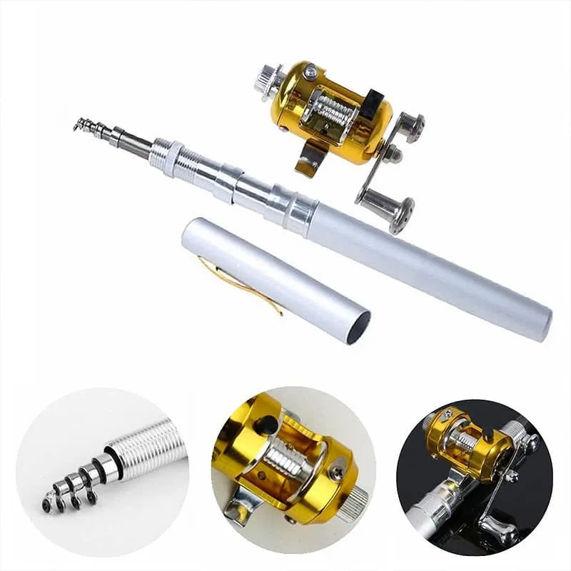 Mini Portable Pocket Pen Fishing Rod and Reel Stealth Angel Survival