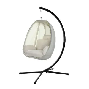 Outdoor Egg Swing Pod Chair Hammock with Stand Cream