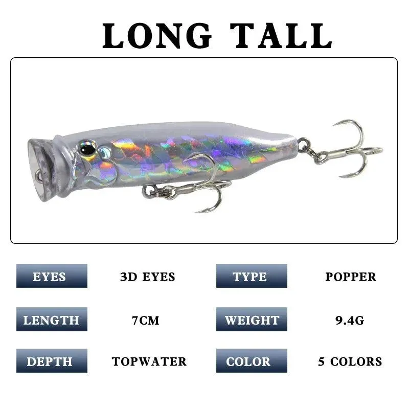 Popper Fishing Lure: Topwater Action for Freshwater and Saltwater Fish (Single Lure)