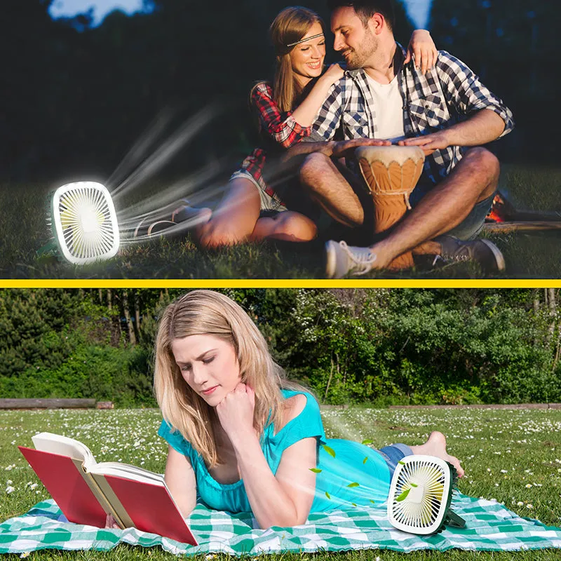 Portable Fan With LED Camping Lantern