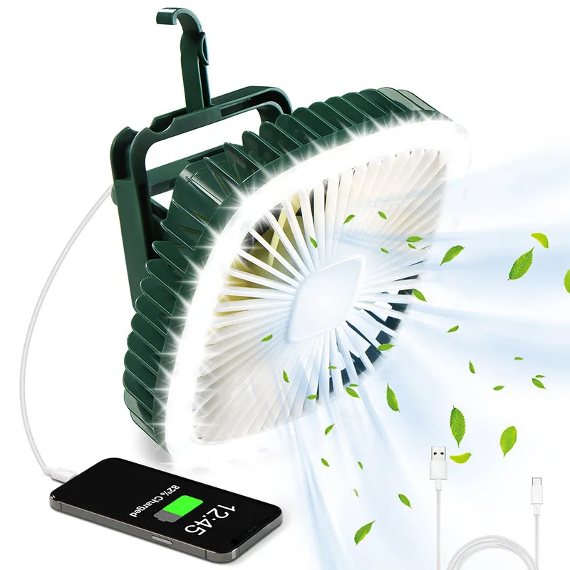 Portable Fan With LED Camping Lantern