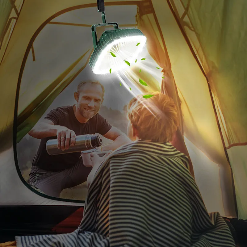 Portable Fan With LED Camping Lantern