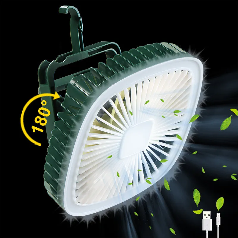 Portable Fan With LED Camping Lantern