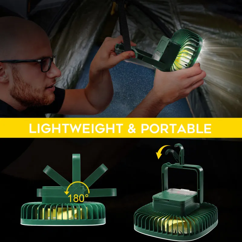 Portable Fan With LED Camping Lantern