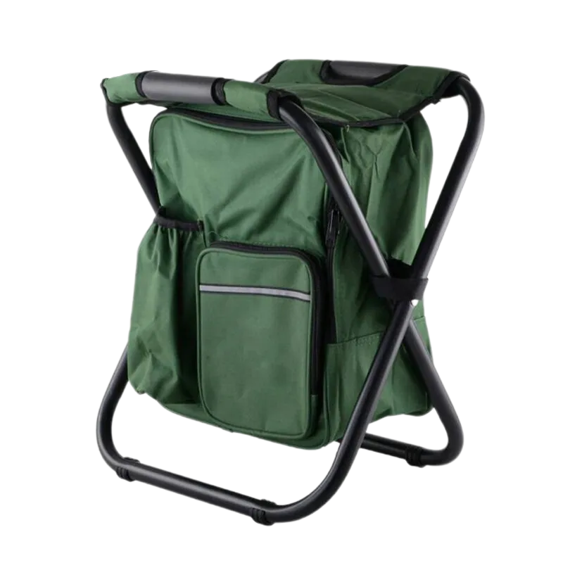 SAKER® Folding Camping Stool Backpack Insulated Cooler Bag