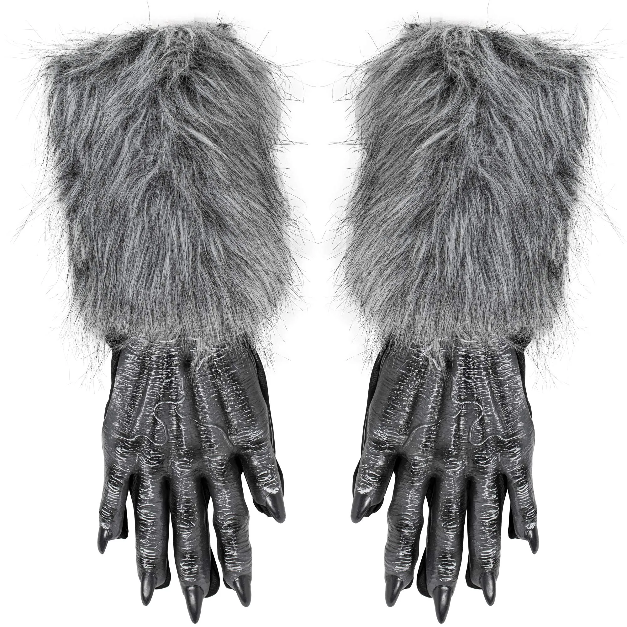 Werewolf Hand Costume Gloves - Grey Hairy Wolf Claw Hands Paws Monster Costume Accessories for Kids and Adults